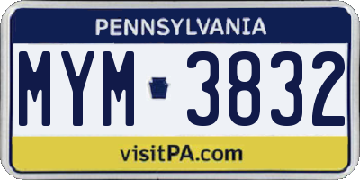 PA license plate MYM3832