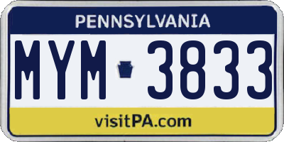 PA license plate MYM3833