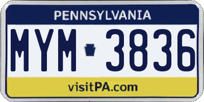 PA license plate MYM3836