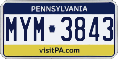PA license plate MYM3843
