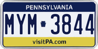 PA license plate MYM3844