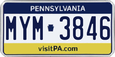 PA license plate MYM3846