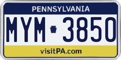 PA license plate MYM3850