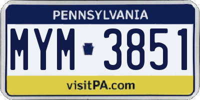 PA license plate MYM3851