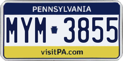 PA license plate MYM3855