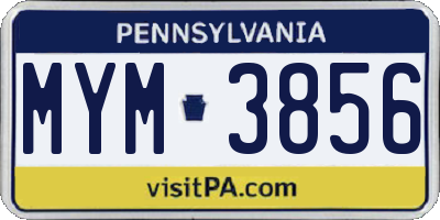 PA license plate MYM3856