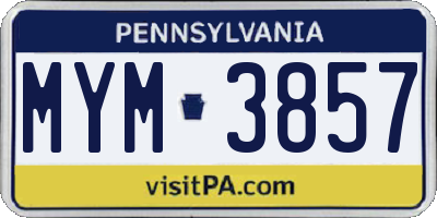 PA license plate MYM3857