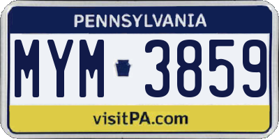 PA license plate MYM3859