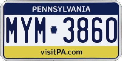 PA license plate MYM3860