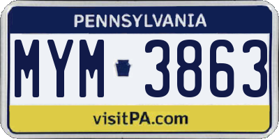 PA license plate MYM3863