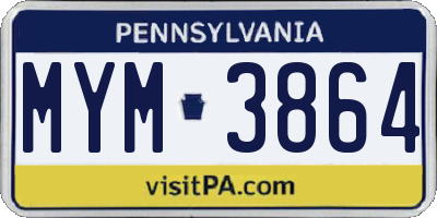 PA license plate MYM3864
