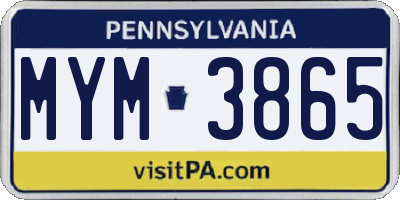 PA license plate MYM3865