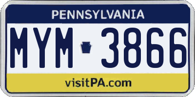 PA license plate MYM3866