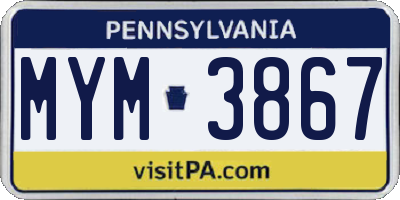PA license plate MYM3867