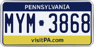 PA license plate MYM3868