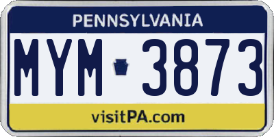 PA license plate MYM3873