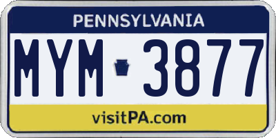PA license plate MYM3877