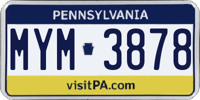 PA license plate MYM3878