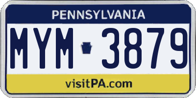 PA license plate MYM3879