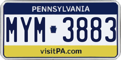 PA license plate MYM3883