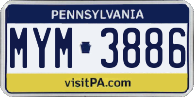 PA license plate MYM3886