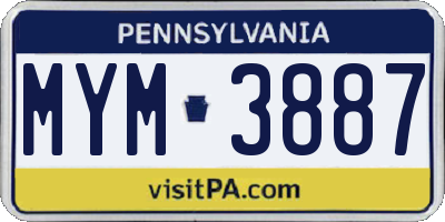 PA license plate MYM3887