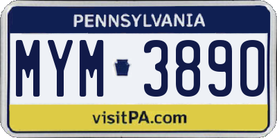 PA license plate MYM3890