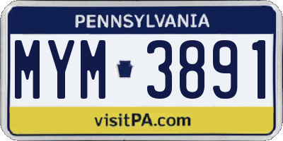 PA license plate MYM3891