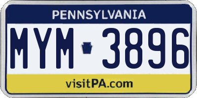 PA license plate MYM3896