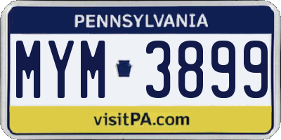 PA license plate MYM3899