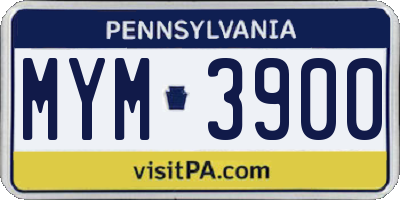 PA license plate MYM3900