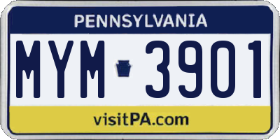 PA license plate MYM3901