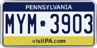 PA license plate MYM3903
