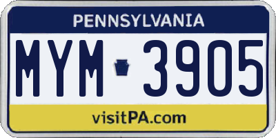 PA license plate MYM3905