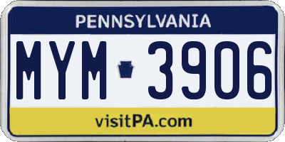 PA license plate MYM3906