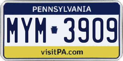 PA license plate MYM3909