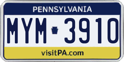 PA license plate MYM3910