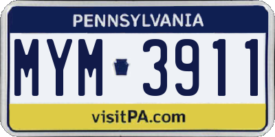 PA license plate MYM3911