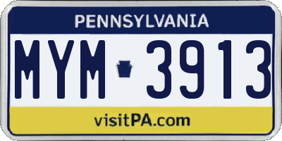 PA license plate MYM3913