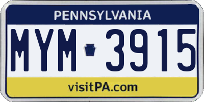 PA license plate MYM3915