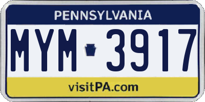 PA license plate MYM3917