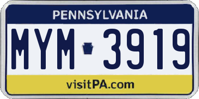 PA license plate MYM3919