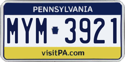 PA license plate MYM3921