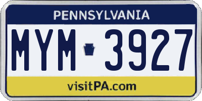 PA license plate MYM3927