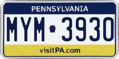 PA license plate MYM3930