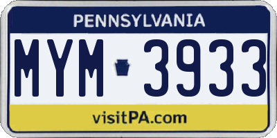 PA license plate MYM3933