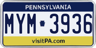 PA license plate MYM3936