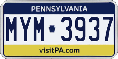 PA license plate MYM3937