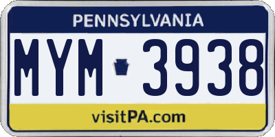 PA license plate MYM3938