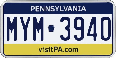 PA license plate MYM3940